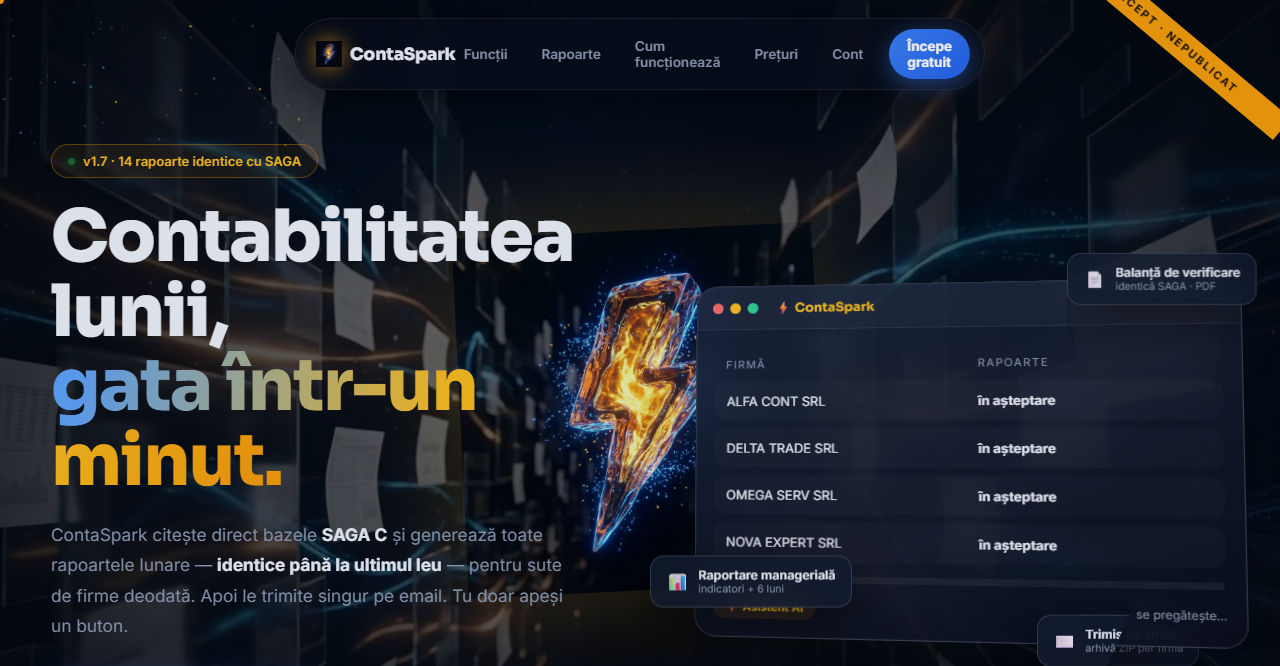ContaSpark — contabilitatea lunii, gata într-un minut